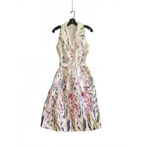 Escada Floral Sleeveless Midi Dress with Belt US Size 8